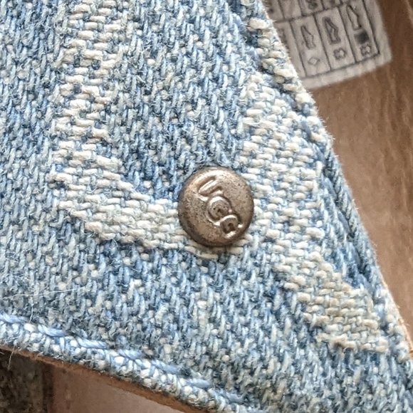 UGG blue high heeled peekaboo toe wedge sandals with rope trim size 8 - Picture 8 of 10